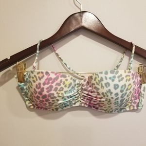 Victoria's Secret Bikini Top Leopard Rainbow 36C